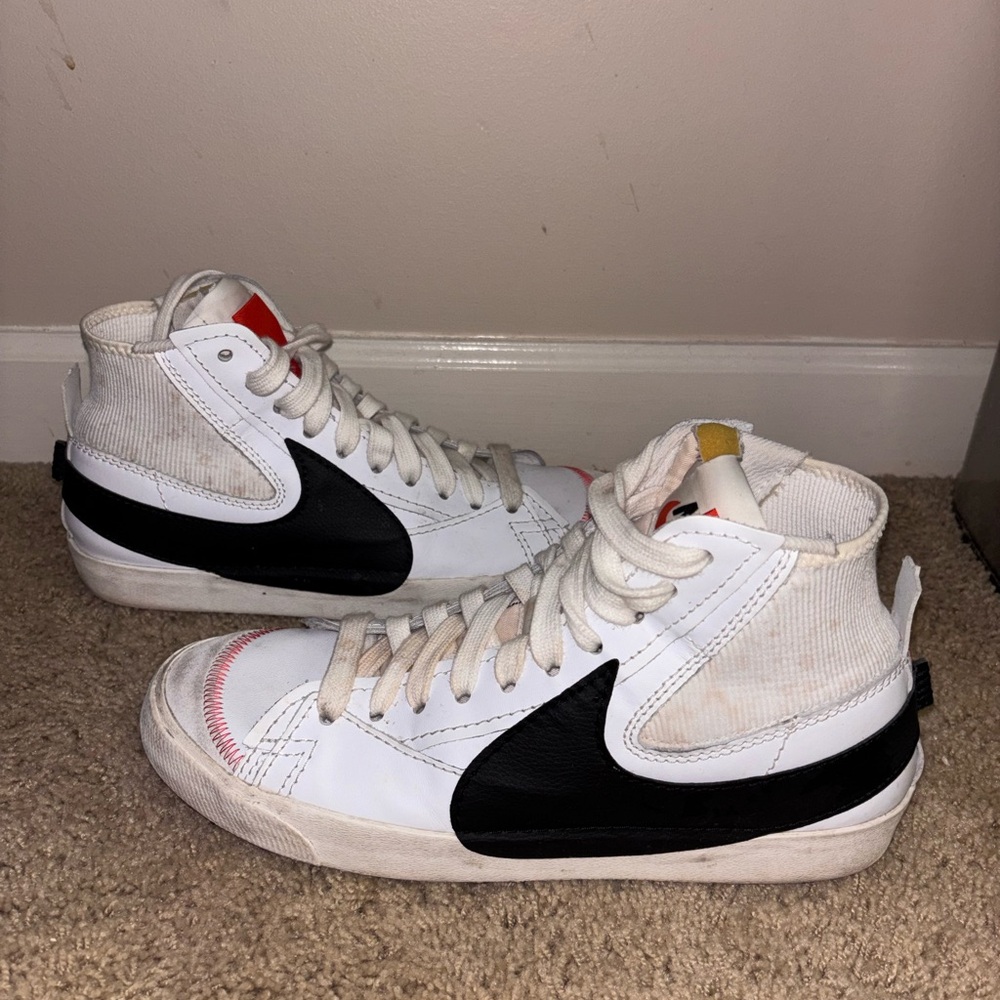 Nike White and Black High-Top Sneakers